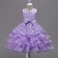 thumbnail image 1 of Girls Purple Sequin Tulle Ruffle Flower Girl Pageant Party Formal A-Line Sparkle Dress with Satin Bow,Size 9 T, 1 of 7