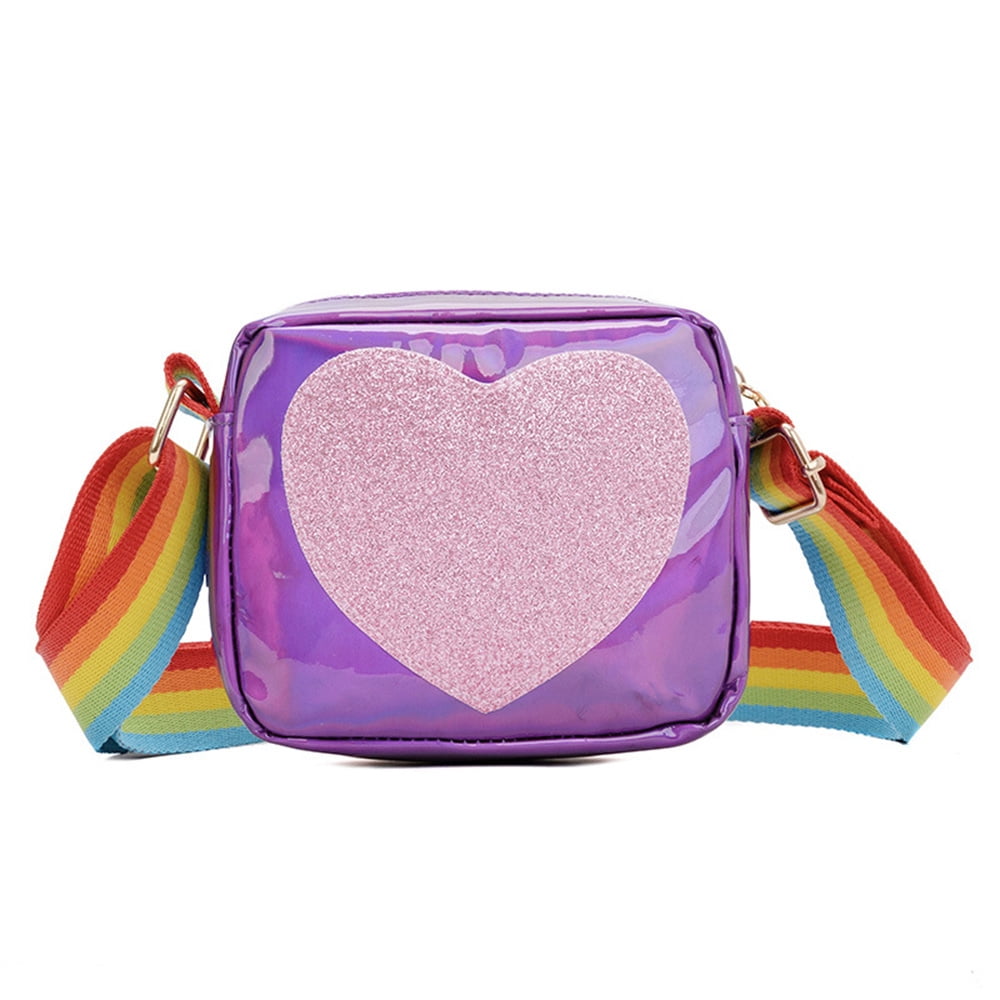 Laidan Little Girls Love Heart Shape Crossbody Purses for Kids,Toddler Mini Messenger Bag Cute Handbags Shoulder Bag-Silver, Girl's, Size: 13*11*5cm