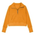 thumbnail image 1 of Girls Quarter Zip Cropped Sweatshirt with Thumbhole Cuffs Lapel Collar Pullover Sweatshirts Raglan Sleeve Athletic Sports Top, 1 of 4