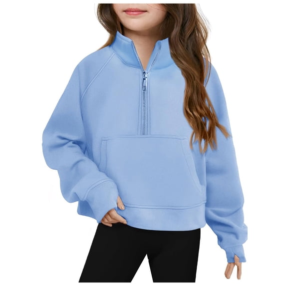 Girls Quarter Zip Sweatshirts Fashion Long Sleeve Pullover Tops | Kids Trendy Athletic Casual Sweatshirts,Teen Girl Fall Winter Clothes,Back to School Outfits Sweatshirts Pullovers Toddler Girl