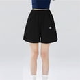 thumbnail image 1 of Girls' Quick Dry Elastic Waist Shorts, Casual Loose Wide Leg Running Shorts for Summer Black 120, 1 of 6