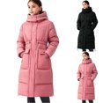 thumbnail image 1 of Girls Quilted Down Jacket Oversized Comfy Drawstring Hooded Puffer Jacket Kids Loose Winter Warm Outwear With Pocket, 1 of 5
