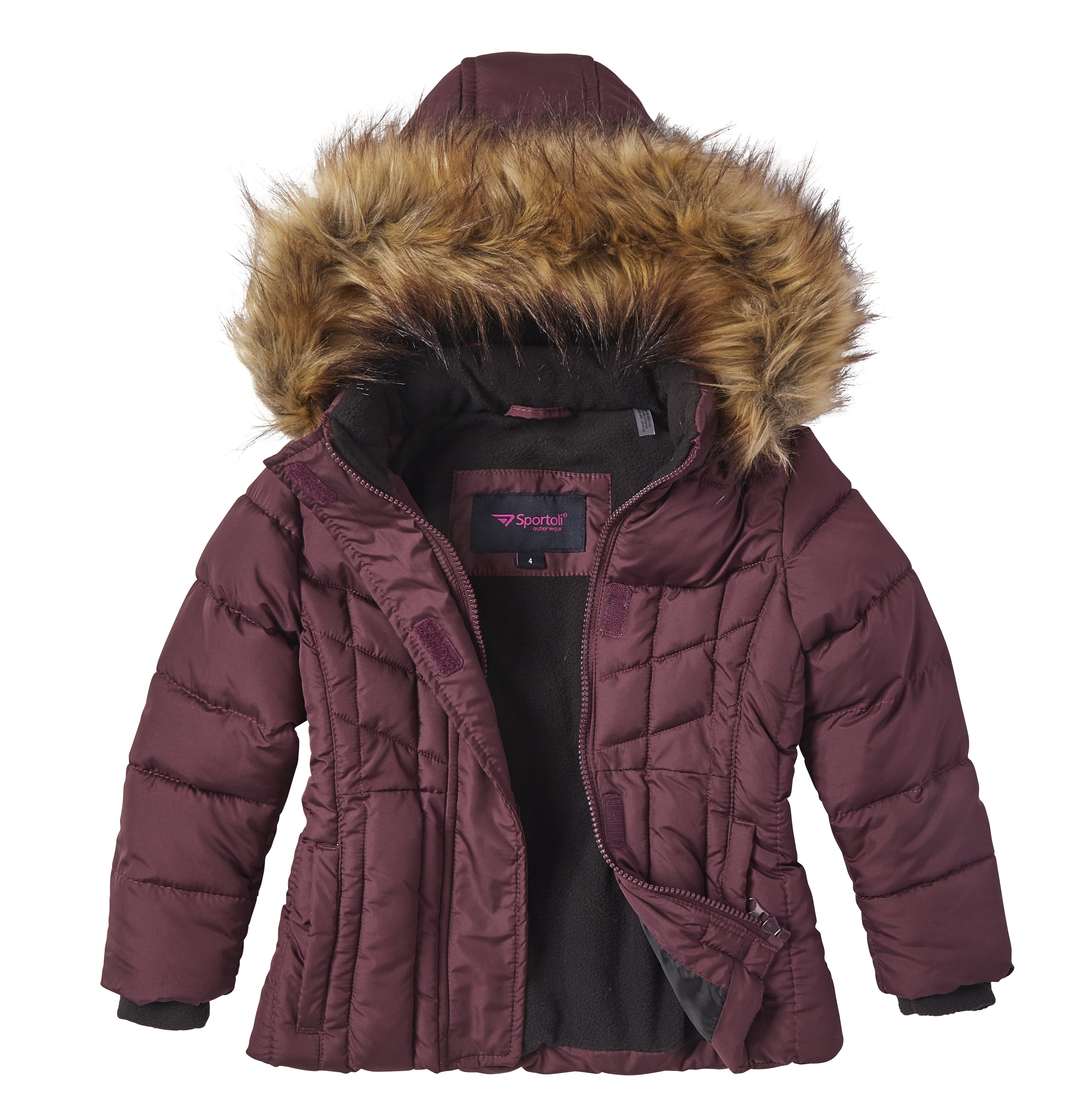  Sportoli Womens Winter Coat Reversible Faux Fur Lined