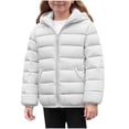 thumbnail image 1 of Girls Quilted Puffer Jacket Casual Cute Long Sleeve Full Zip Hooded Down Coat Loose Lightweight Winter Warm Outwear With Pocket, 1 of 5