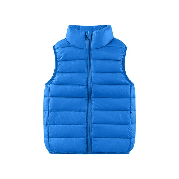 Girls Quilted Puffer Vest Stand Collar Zip Up Elastic Hem Sleeveless Down Coat Kids Lightweight Fall Winter Warm Jacket 3-12 Years