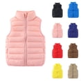 thumbnail image 1 of Girls Quilted Puffer Vest Stand Collar Zip Up Elastic Hem Sleeveless Down Coat Kids Lightweight Fall Winter Warm Jacket 3-12 Years, 1 of 5