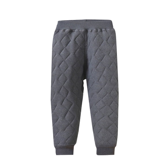 Girls Quilted Thermal Pants Cotton Blend Base Layer Bottoms Dark Gray Sizes 90-170,Size 8-9T