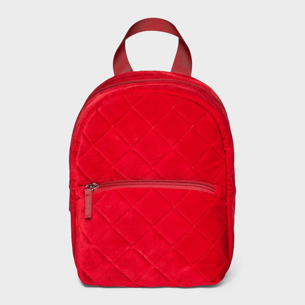 Girls Quilted Velvet 10 Mini Backpack Cat Jack N Red