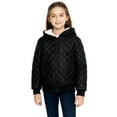 thumbnail image 1 of Girls Quilted Winter Coat Sherpa Fleece Lined Warm Hooded Puffy Jacket with Pocket Thicken Outerwear 3-12Y (3 Years, Black), 1 of 7