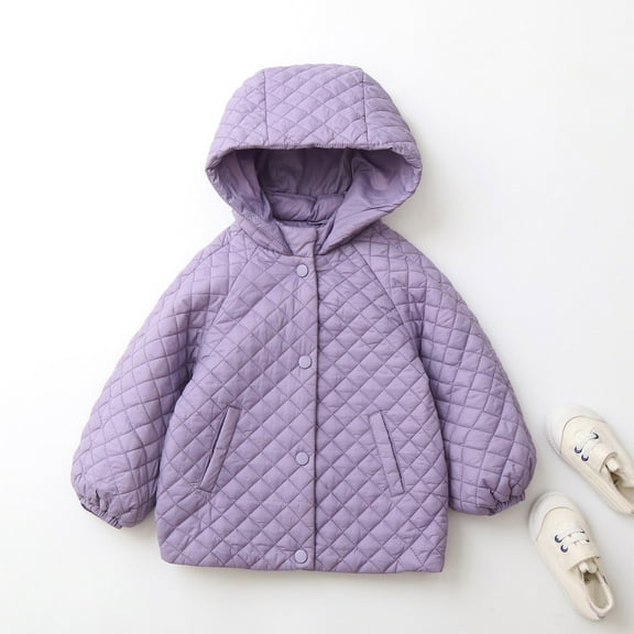 Girls Quilted Winter Hooded Jacket Lightweight Warm Windproof Soft Outerwear for Toddler Youth Children 5 To 14 Years Old