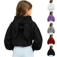 thumbnail image 1 of Girls Rabbit Ears Zip‑Up Hoodie, Kids Solid Color Full Zip Long Sleeve Sweatshirt Outerwear, Cute Casual Hooded Jacket for Autumn Winter School Daily Wear(Black,9-10 Years), 1 of 5
