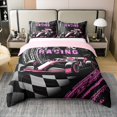thumbnail image 1 of Race Car Cotton Bedding Set King,Women Racing Game Duvet Cover 3pcs Room Decor,3D Pink Race Car Comforter Cover,Racing Car Gamer Quilt Cover,Not Comforter, 1 of 6