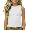 thumbnail image 1 of Girls Racerback Tank Top, Sleeveless Crewneck Undershirt, Stretchy Dance Workout Tee for Kids 5-14, 1 of 9