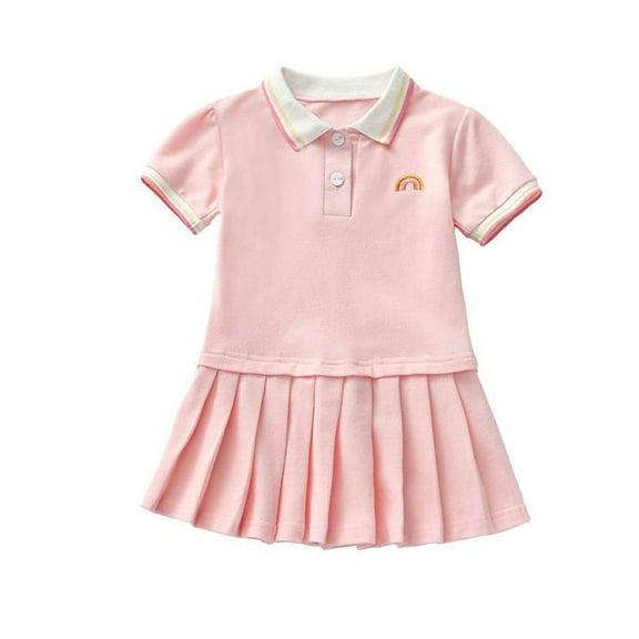 Girls Racerback Tennis Dress Sleeveless School Sports Dresses High Waist Golf Tank Dress Kids Summer Aative Wear Blue, 6-7 Years