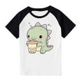 thumbnail image 1 of Girls Raglan Graphic Tees Baseball Summer Cute Short Sleeve T-Shirts Loose Fit Round Neck Casual Going Out Tops Black， 4 Years, 1 of 7