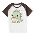 thumbnail image 1 of Girls Raglan Graphic Tees Baseball Summer Cute Short Sleeve T-Shirts Loose Fit Round Neck Casual Going Out Tops Brown， 11 Years, 1 of 7