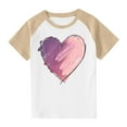 thumbnail image 1 of Girls Raglan Graphic Tees Size 3-14 Baseball Summer Cute Short Sleeve T-Shirts Loose Fit Round Neck Casual Tops Beige， 13 Years, 1 of 7