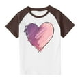 thumbnail image 1 of Girls Raglan Graphic Tees Size 3-14 Baseball Summer Cute Short Sleeve T-Shirts Loose Fit Round Neck Casual Tops Brown， 13 Years, 1 of 7