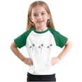 thumbnail image 1 of Girls Raglan Graphic Tees Size 3-14 Baseball Summer Cute Short Sleeve T-Shirts Loose Fit Round Neck Casual Tops Green， 7 Years, 1 of 7