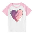 thumbnail image 1 of Girls Raglan Graphic Tees Size 3-14 Baseball Summer Cute Short Sleeve T-Shirts Loose Fit Round Neck Casual Tops Pink， 3 Years, 1 of 7