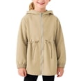 thumbnail image 1 of Girls Rain Hooded Jacket Kids Solid Lightweight Windproof Hooded Windbreaker Adjustable Waist Zipper Long Raincoat Outdoor, 1 of 3