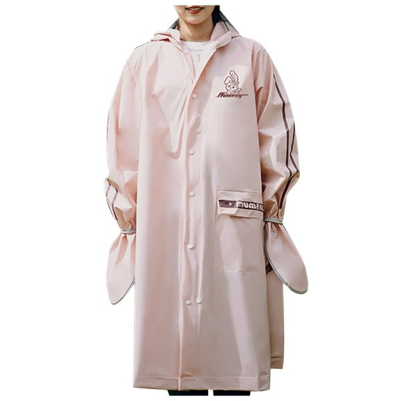 Girls Rain Jacket Hidden Backpack Riding Rain Suit Long Large Children's School Poncho Toddler Rain Coat Pink 10-12 Years