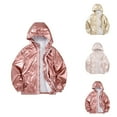 thumbnail image 1 of Girls Rain Jacket Lightweight Windbreaker Coat With Hood, 1 of 4