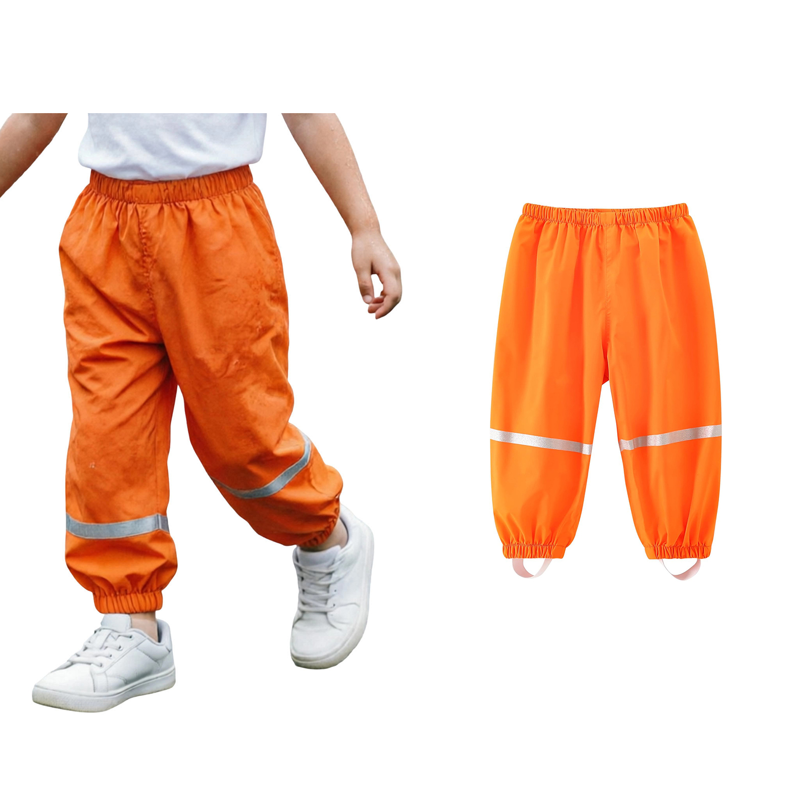 Girls Rain Pants Waterproof Pants Windproof Elastic Waist Lightweight Rainwear Outdoor Pants Size 1-12 Years