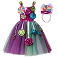 thumbnail image 1 of Girls Rainbow Candy Princess Dress with Accessorries Birthday Halloween Dress up, 1 of 8