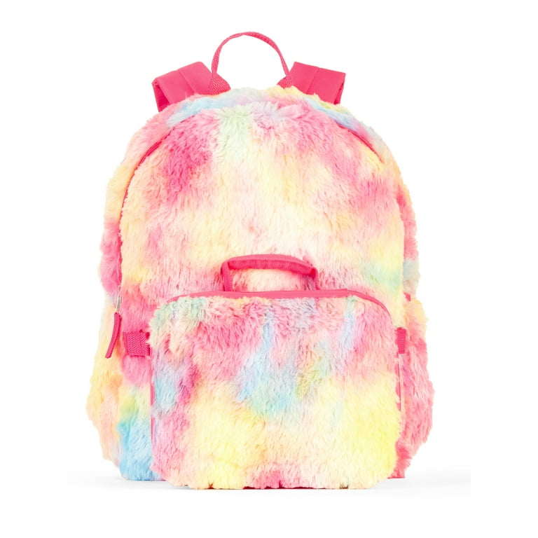 Girls Rainbow Fur Backpack With Lunch Bag Walmart