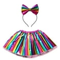 thumbnail image 1 of Girls' Rainbow Metallic Tulle Tutu Skirt & Bow Headband Set – Party Dance Skirt for Carnival, Daily Play & Kids (2-11Y), 1 of 4