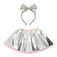 thumbnail image 1 of Girls' Rainbow Metallic Tulle Tutu Skirt & Bow Headband Set – Party Dance Skirt for Carnival, Daily Play & Kids (2-11Y), 1 of 1
