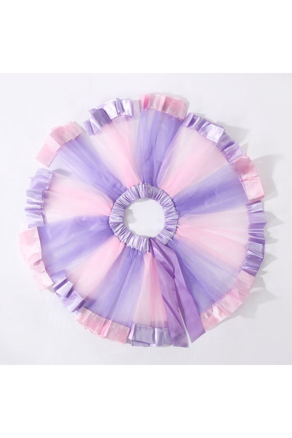 Girls Rainbow Tutu Skirt, Colorful Layered Tulle Tutu Skirts Princess Ballet Skirt Dress Up Purple Pink