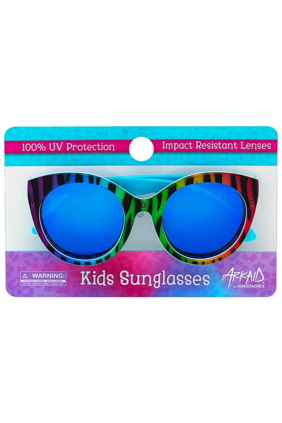 Girls Rainbow Zebra Cat Eye Kids Sunglasses