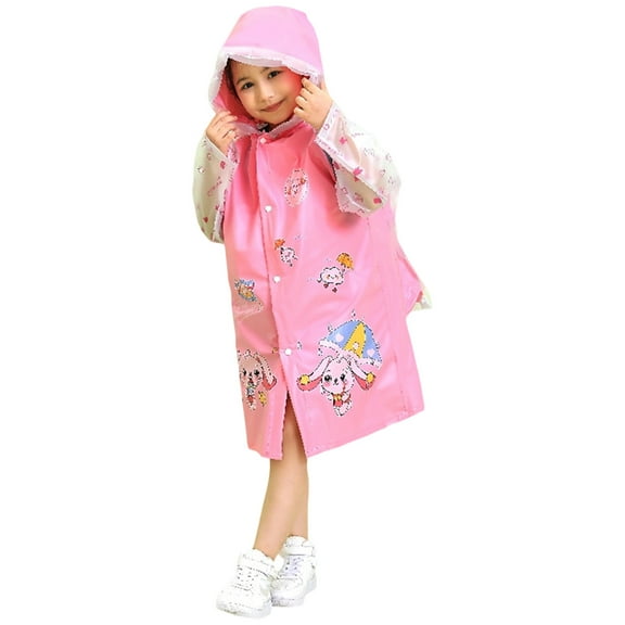 Girls Raincoat Outdoor Wear With Inflatable Hood For Daily Use Lightweight Comfortable