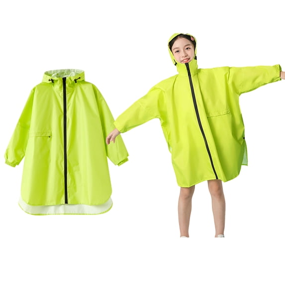 Girls Raincoat Waterproof Kids Rain Jacket Reusable Rain Ponchos with Hood and Sleeves Lightweight Rain Poncho 7-9 Years