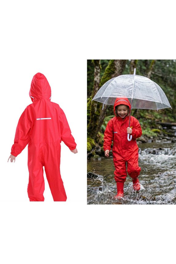 Girls Rainsuits 1 Piece Hooded Coverall Lightweight Waterproof Kids Girl Rain Jacket Rain Coat Kids Boy 8-9 Years