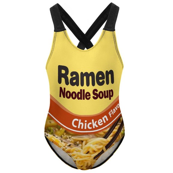 Girls Ramen Noodle Chicken Swimsuit One Piece Bathing Suit for Girls Swimwear