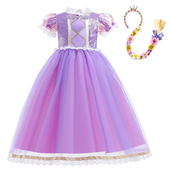 Girls Sofia Princess Dress Female Birthday Dress Up Costumes, Size for 3-9