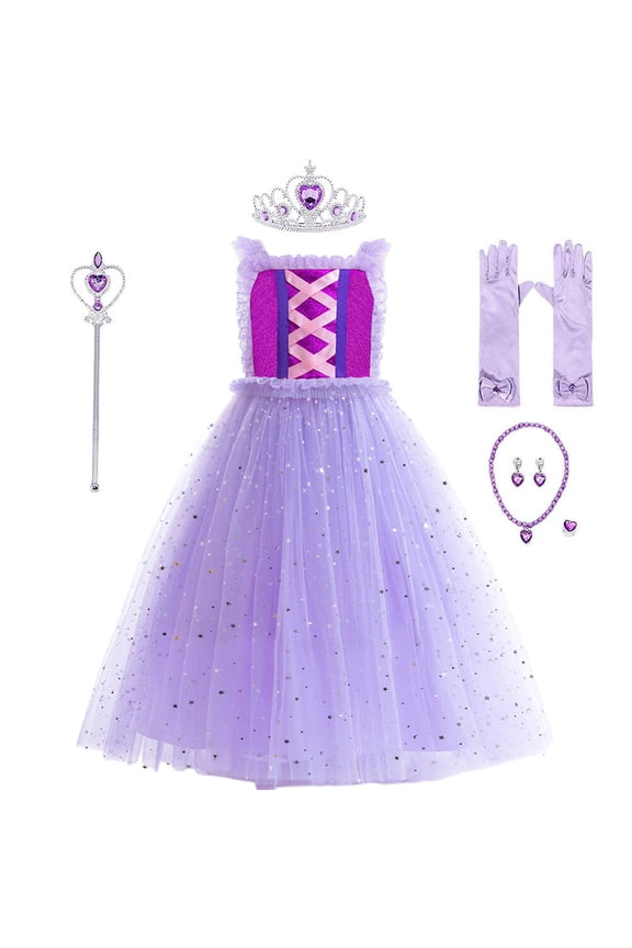 Girls Sophia Costume w/Accessories Female Sleeveless Princess Dress, Little Girls 3-9Y