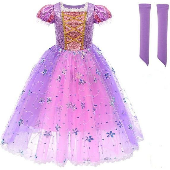 Girls Rapunzel Sofia Princess Dress Halloween Costume Birthday Party Dress
