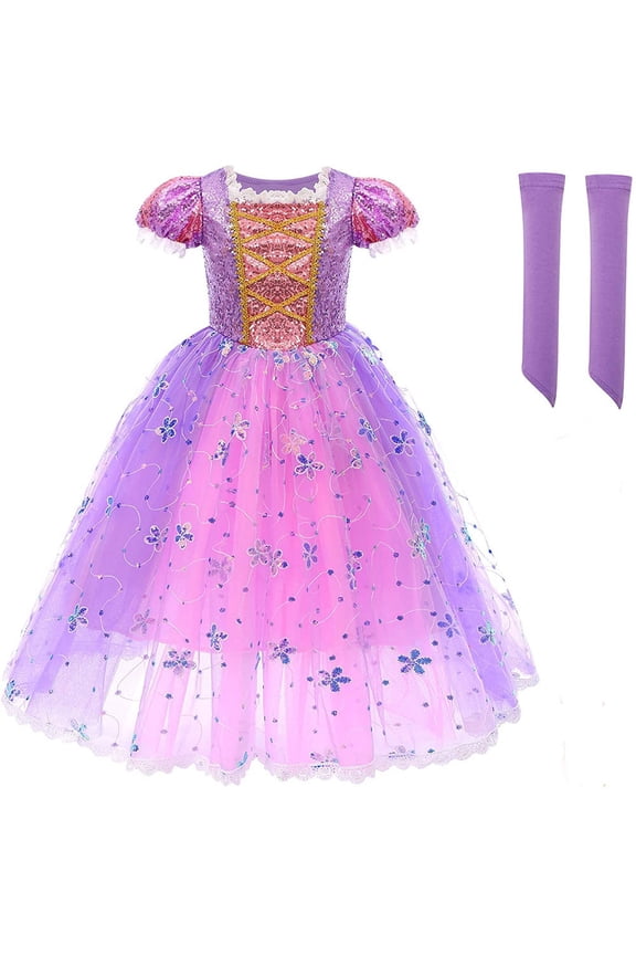 Girls Rapunzel Sofia Princess Dress Halloween Costume Birthday Party Dress