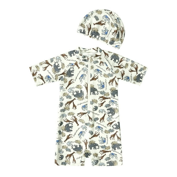 Girls Rash Guard Long Sleeve Zip Girl Swimsuit Bathing Suits Kids Swim Suit Swimwear Girls Swimsuit with Adorable Cartoon Animal and Floral Print Zipper Rash Guard Long Sleeve Beachwear