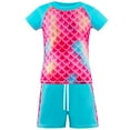 thumbnail image 1 of Girls Rash Guard Set 2-Piece Short Sleeve Swimsuit Kids Bathing Suit UPF 50+ Swimwear 4-12Y, 1 of 4