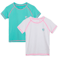 thumbnail image 1 of Girls' Rash Guard Shirt - 2 Pack UPF 50+ Short Sleeve Quick Dry Swim Shirt (Size: 4-16), 1 of 7