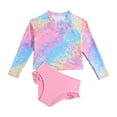 thumbnail image 1 of Girls Rash Guard Swimsuit 2-Pieces Long Sleeve Bathing Suit Kids Swimwear Sets 4-12 Years Girls Tankini Swimsuit, 1 of 7