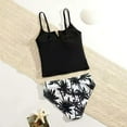 thumbnail image 1 of Girls Rash Guard Swimsuit Girls Swimsuit 2 Piece Tankini with Adjustable Straps Drawstring Shorts Ruffle Bathing Suit for 5-16Y, 1 of 7