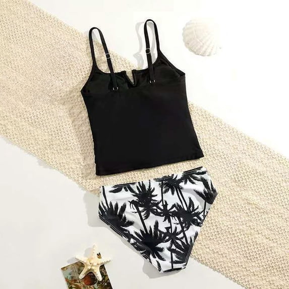 Girls Rash Guard Swimsuit Girls Swimsuit 2 Piece Tankini with Adjustable Straps Drawstring Shorts Ruffle Bathing Suit for 5-16Y