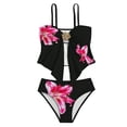 thumbnail image 1 of Girls Rash Guard Swimsuit Girls Swimsuit Two Piece Bathing Suit Gingham Tankini Printed Bikini Set Drawstring Girls' Swimwear for 8-16 Years, 1 of 7