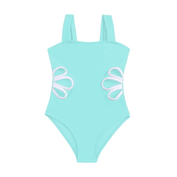 Girls Rash Guard Swimsuit One Piece Girls One Piece Swimsuits Cross Shoulder Adjustable Strap Bathing Suits Kid Summer Beach Swimwear 4-8 Years